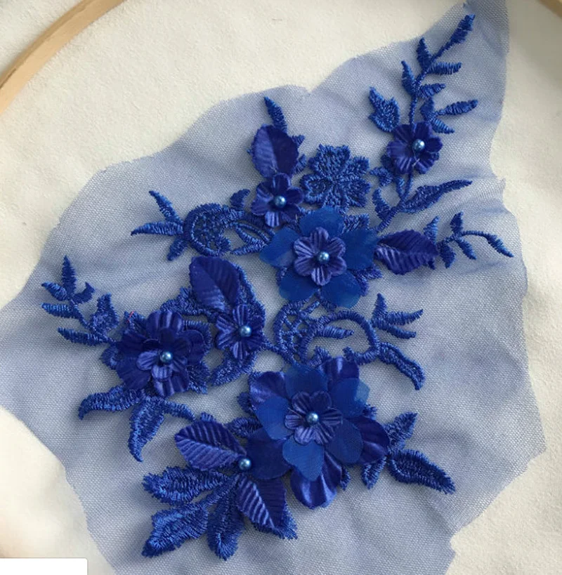 1 шт. цветок 3D кружево аппликация бисером вышитый материал отделка для свадебного