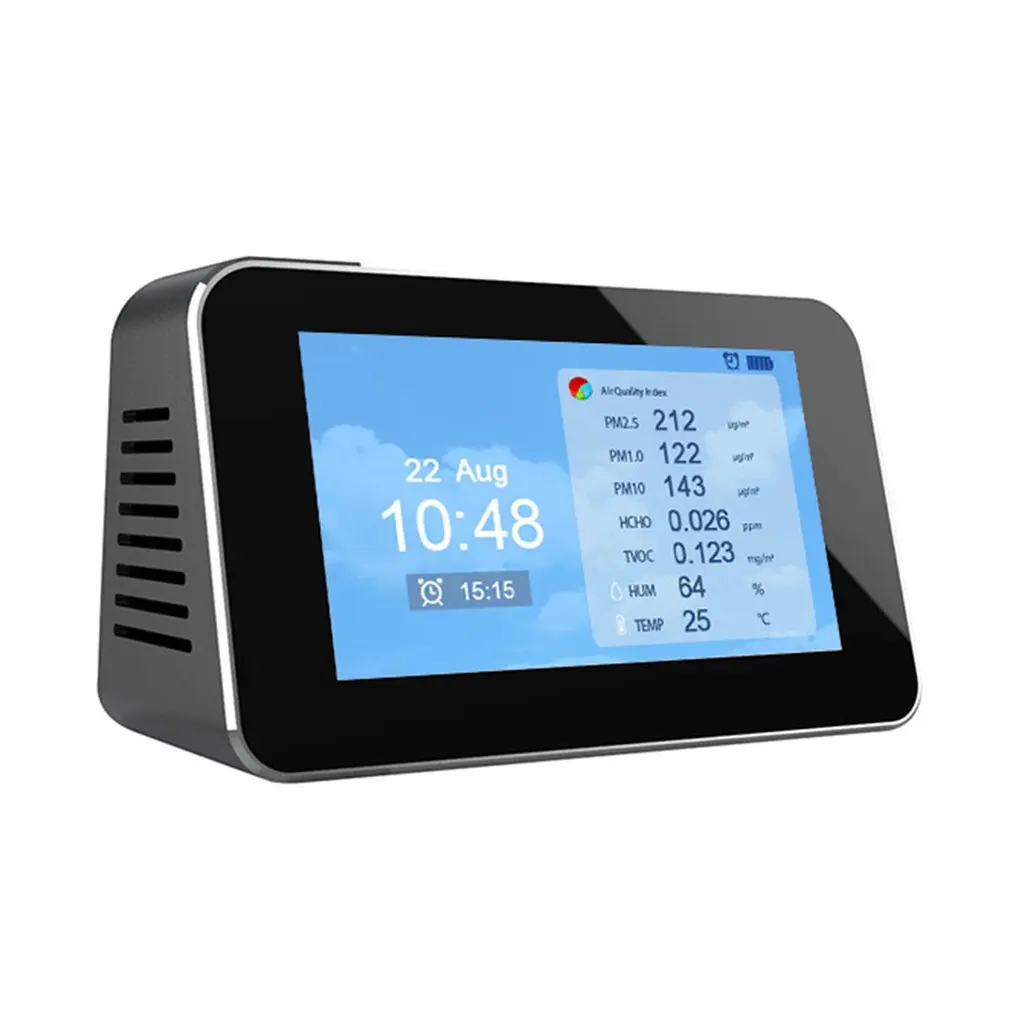 PM2.5/PM10/PM1.0/TVOC/CO2 тестер AQI Анализатор качества воздуха Измеритель температуры и