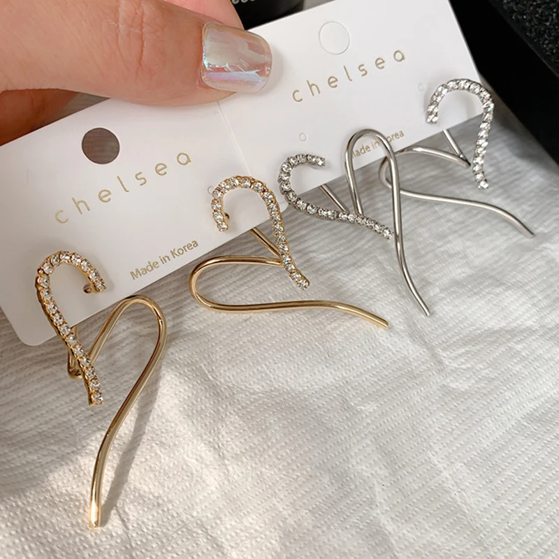 

Large heart-shaped earrings simple fashion earrings alloy rhinestone earrings jewelry for woman as a gift for her