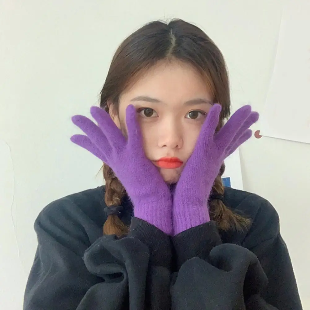 

Gloves Female Winter Korean Version Cute Plus Velvet Warmth Riding Cute Warmth Finger Student Gloves