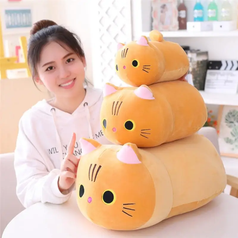

1pcs Plush Cat Toy White Black Brown Stuffed Animal Cat Plush Throw Pillow Kids Toys Birthday Gift For Children Home Decor