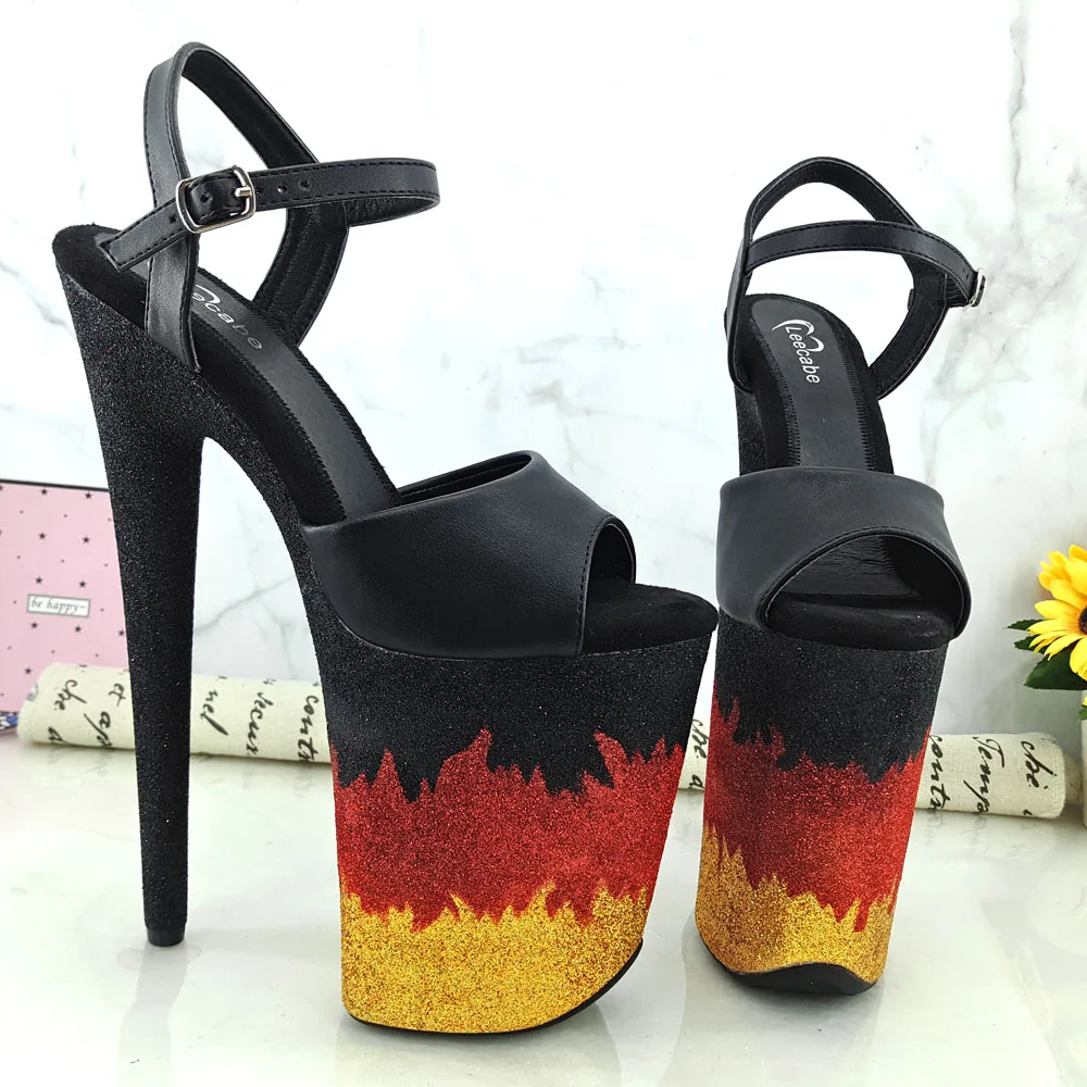 Leecabe 9 дюймов красочные блестящие туфли на платформе пикантные 23 см высокие