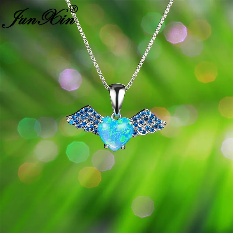 Милый ангел крылья кулон в форме сердца Подвеска для женщин серебряная Цвет