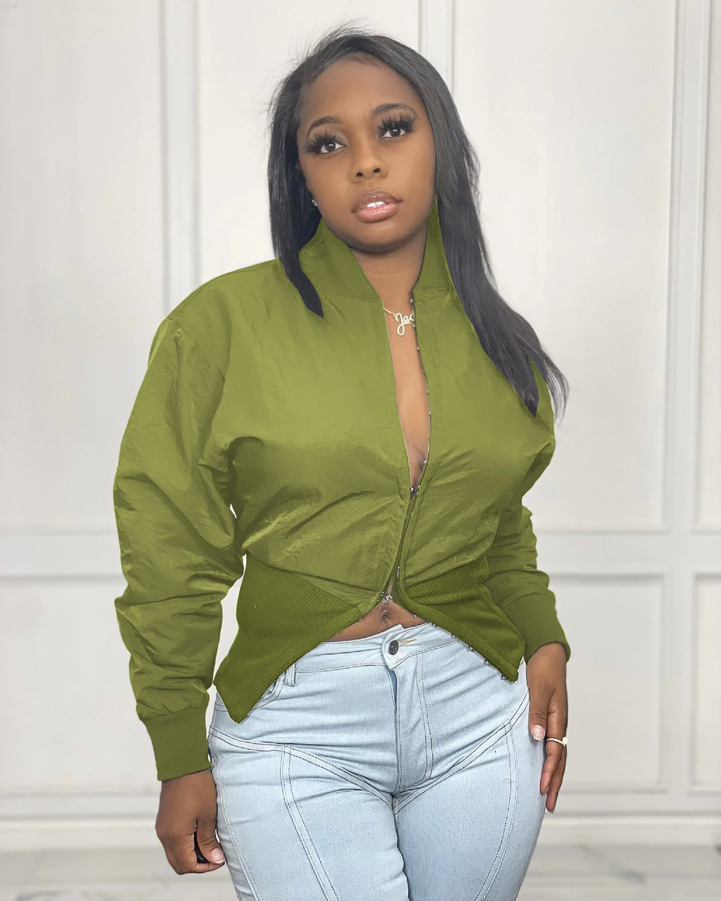 Женская куртка с длинным рукавом дизайнерская уличная металлической застежкой