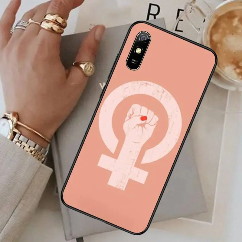 

pink Feminist fist Logo Phone Case For Xiaomi Redmi Note 4 4x 5 6 7 8 pro S2 PLUS 6A PRO