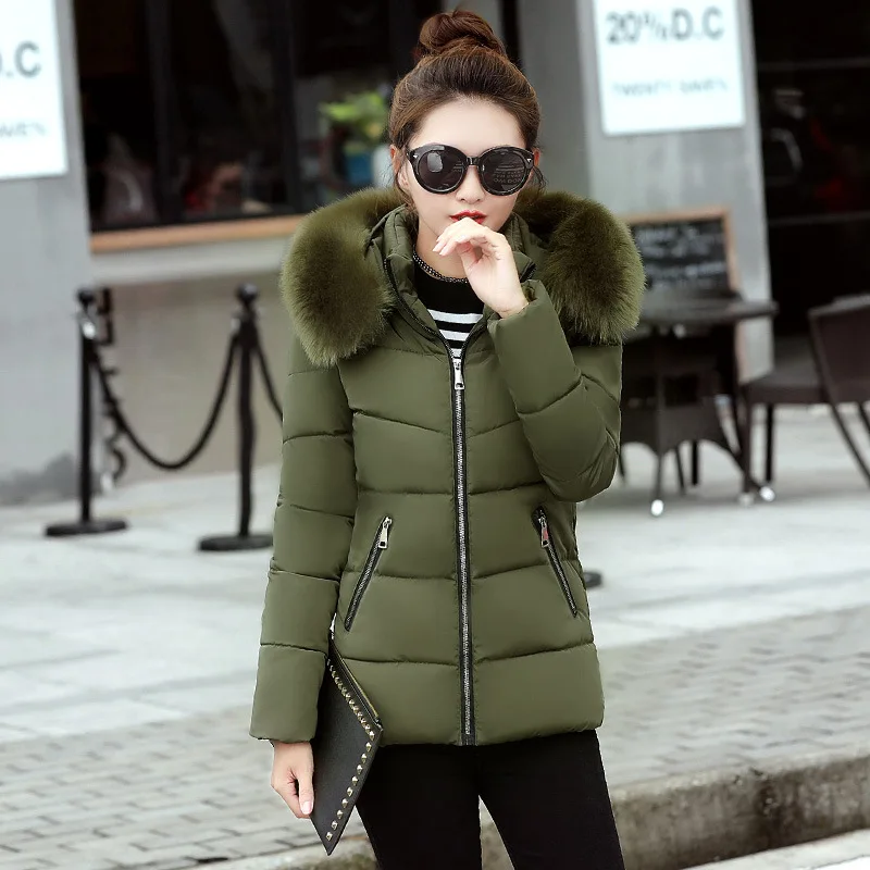 

GOOHOJIO Ladies Velvet Liner Thicken Hooded Parka Women Slim Big Fur Collar Outerwear Autumn Winter Jacket Female Coat Parkas