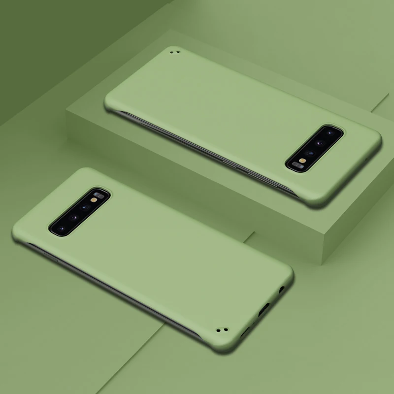 Тонкий Жесткий ПК Безрамное чехол для телефона для samsung Galaxy S9 S10 плюс S10e Примечание 10+ A10 A20 A30 A40 A50 A70 A7 A750 резиновый матовый чехол - Цвет: Зеленый