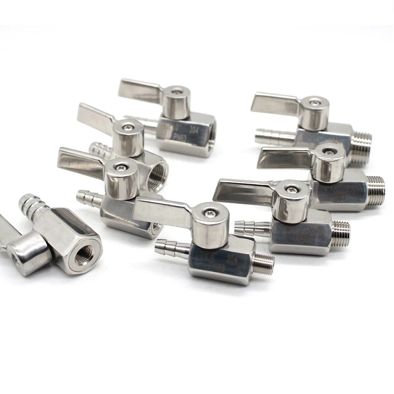 Шаровой кран ручка из нержавеющей стали мини-шаровой 1/8 1/4 3/8 1/2 до 7 мм 10 8 12 адаптер
