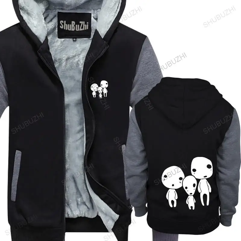 

homme cotton hoodies zipper Mononoke Forest People Family Spirit Kodama Miyazaki brand winter hoodie warm jacket