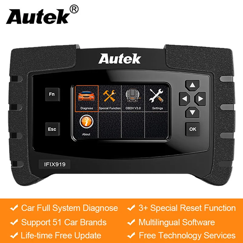 Autek IFIX919 полная система OBD2 автомобильный сканер ECU SRS SAS ABS кровотечение EPB сброс масла ODB2 OBD 2 диагностический инструмент Бесплатное обновление