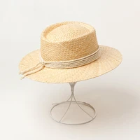 panama 2021 womens summer hat tether decoration sun protection cap female wide brim concave top beach hat sun hats straw hat