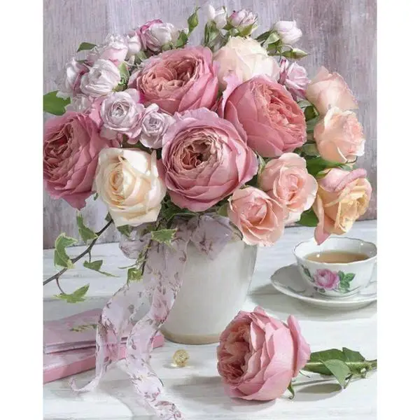 

GATYZTORY Full Square Diamond DIY Diamond Painting Flowers Diamond Embroidery Handmade Gift Home Decor