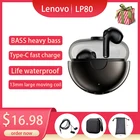 Беспроводные наушники Lenovo TWS, Bluetooth 5,0, с сабвуфером, стерео, с длительным временем автономной работы, спортивные водонепроницаемые наушники с двойным микрофоном
