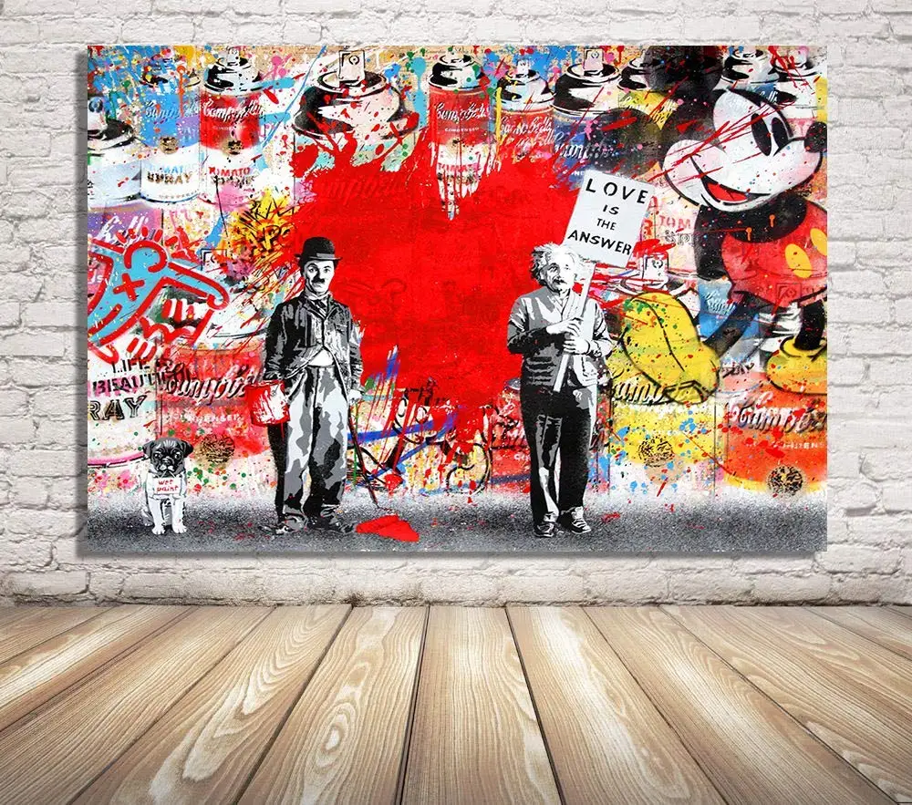 Faicai художественное граффити уличное искусство поп Chaplin & Einstein Микки фон красный