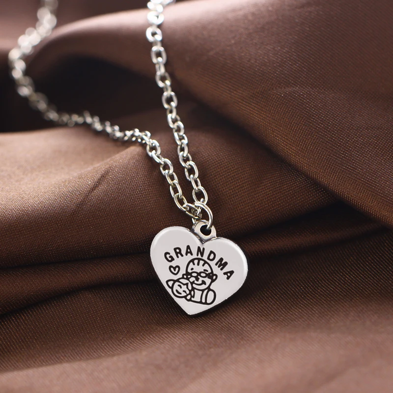 Цепочка с подвеской в виде сердца бабушки детей | Украшения и аксессуары