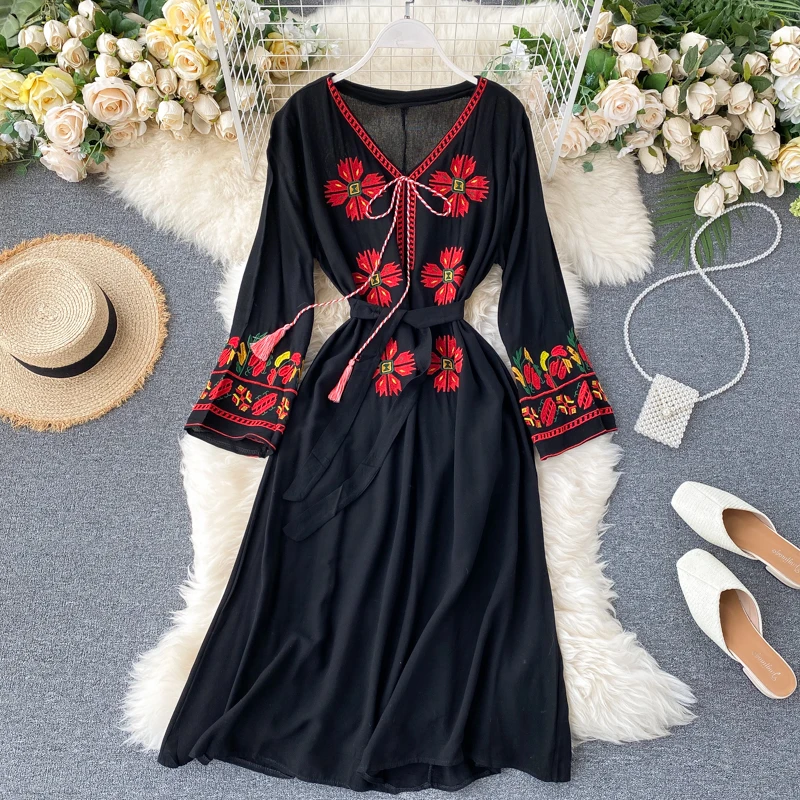 Женское пляжное платье макси повседневное длинное в стиле бохо с коротким