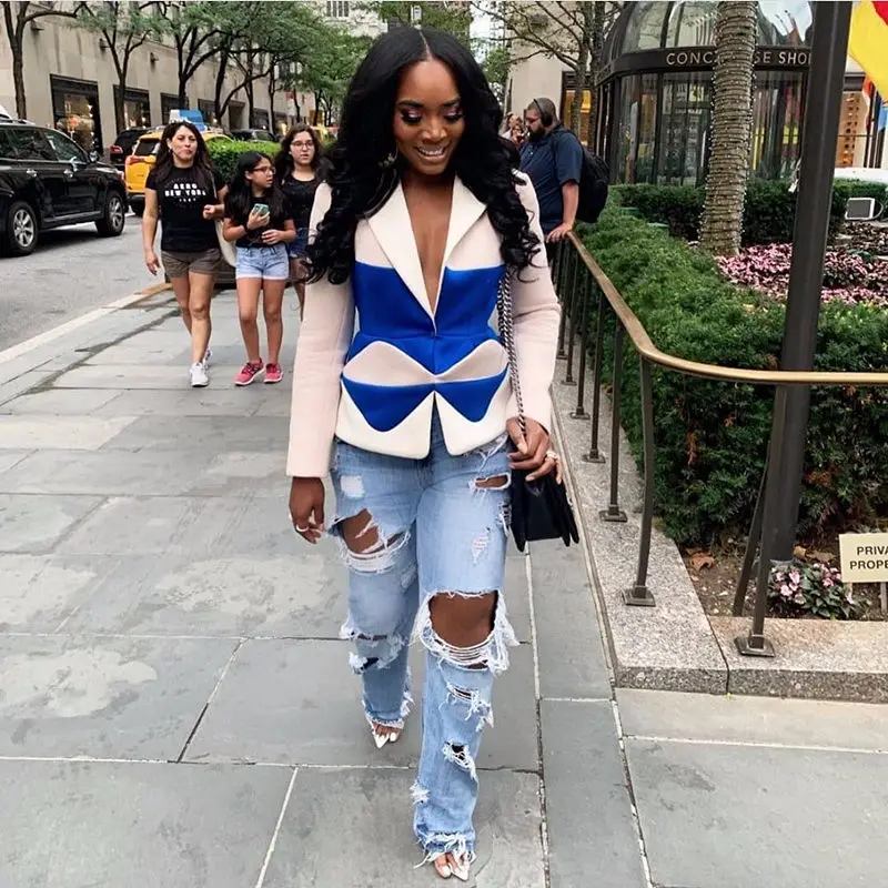 Женские свободные рваные джинсы Wjustforu повседневные с дырками и широкими