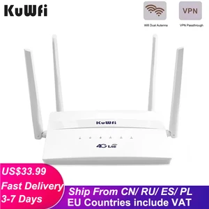 Маршрутизатор KuWFi 4G LTE, Беспроводной Wi-Fi роутер со слотом для SIM-карты, 150 Мбит/с, 3G/4G, CPE, антенные роутеры - изображение