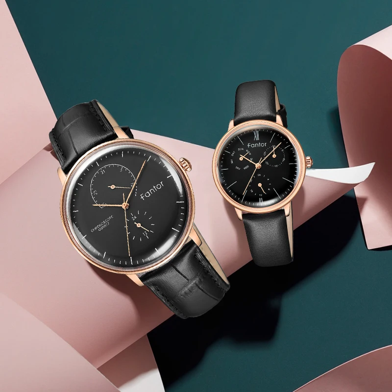 Fantor 2020 новые роскошные брендовые кварцевые часы мужские хронограф кожаные