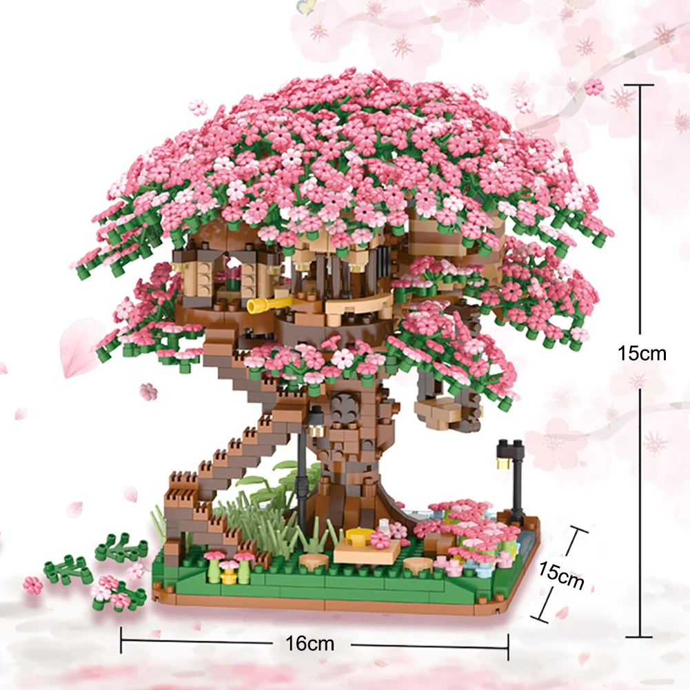 Конструктор Sakura Tree House микро строительный блок сделай сам вишневая улица кирпич