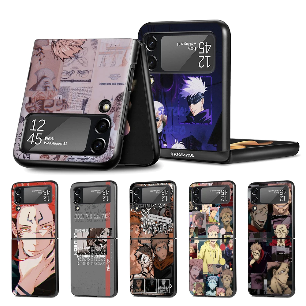 

Cell Phone Case for Samsung Galaxy Z Flip3 5G Black Coque Z Flip 3 Hard PC Luxury Cover Zflip3 Funda Jujutsu Kaisen Gojo Satoru