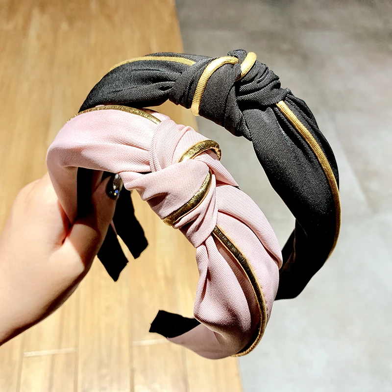 Женская повязка на голову с золотыми нитями элегантная хлопковая украшением