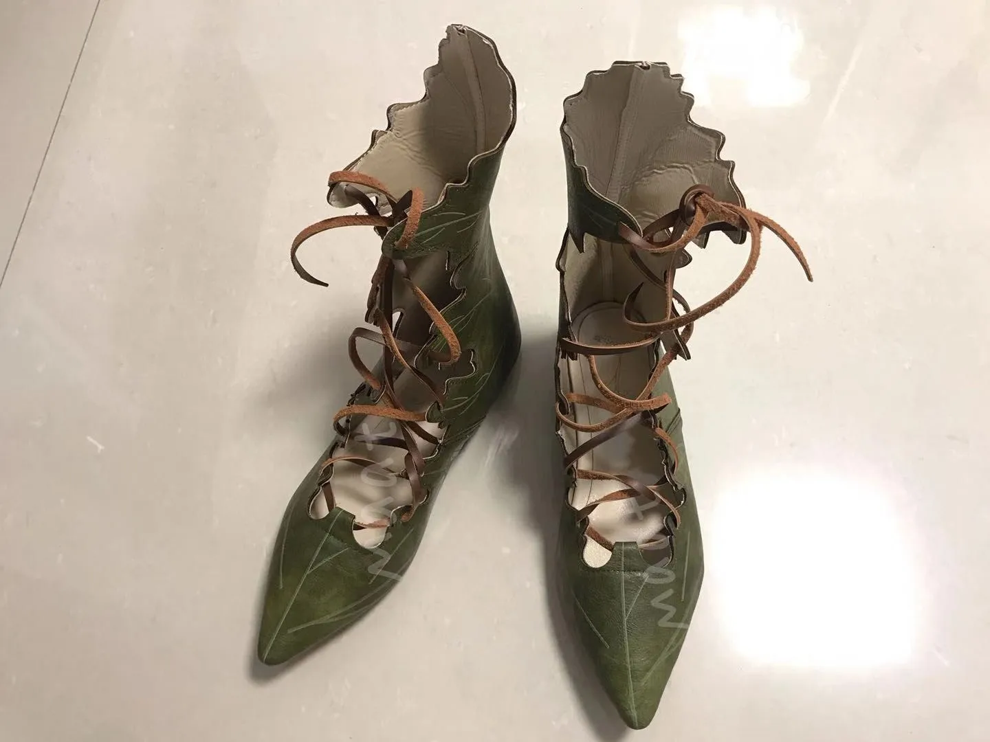 Gothic Medieval Retro Elf Witch Leaves Lace Up Shoes For Women Men Cosplay Costume Carnival Party Knight Boots Accessories | Тематическая