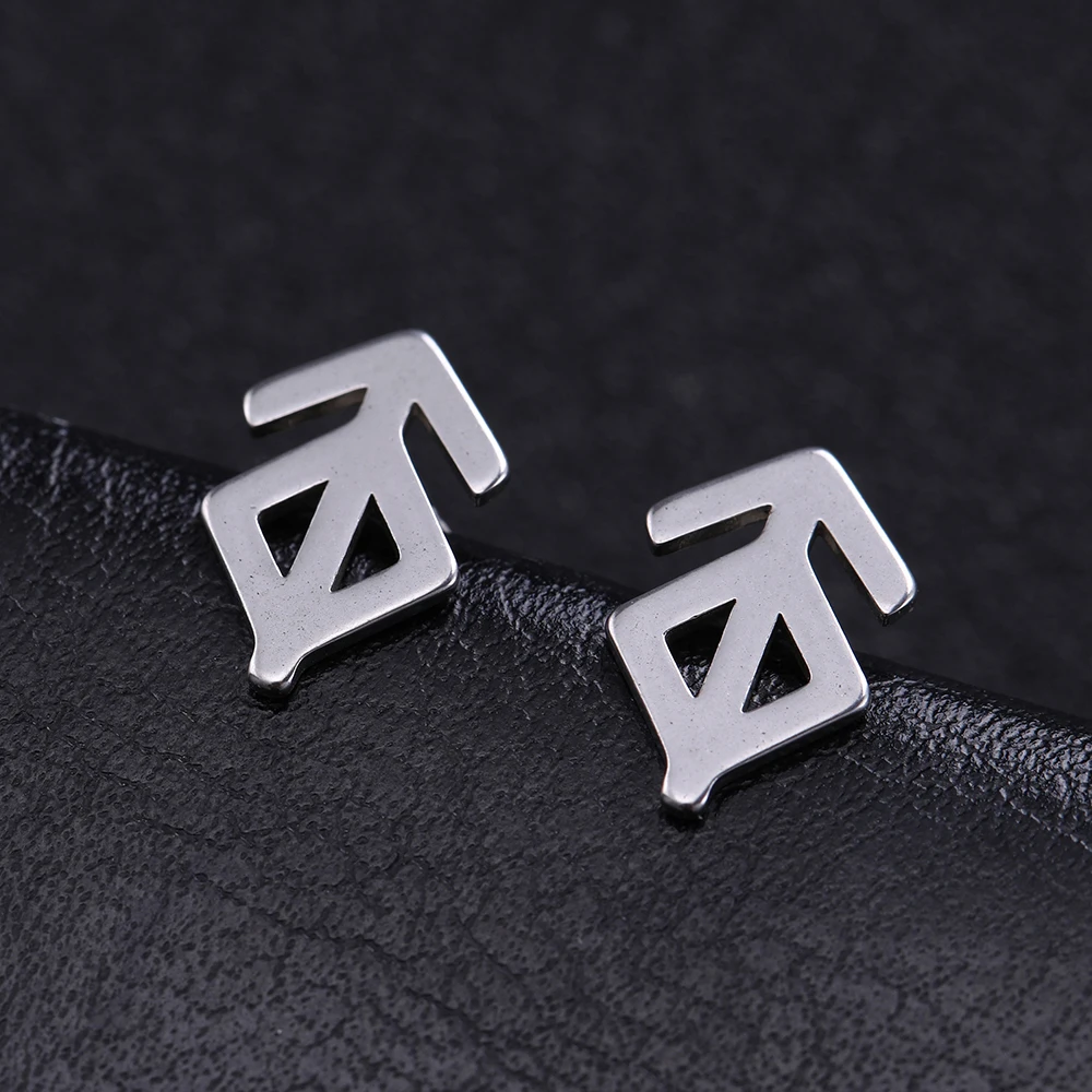 Серьги гвоздики LIKGREAT руны серьги в виде рун викингов из нержавеющей стали для