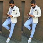 Повседневный мужской костюм с лацканами, простой стильный блейзер для жениха, приталенный костюм из 2 предметов, свадебный смокинг