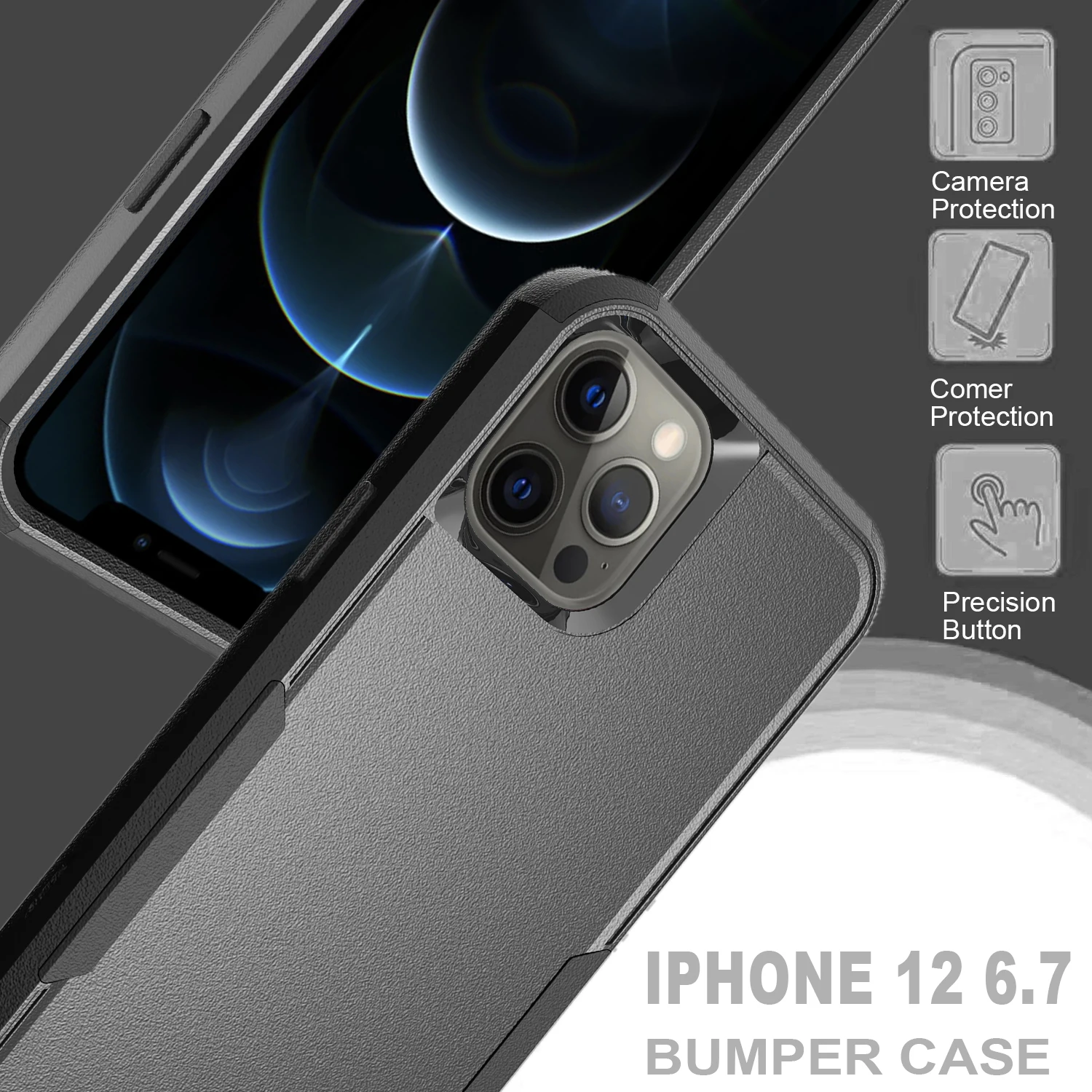Heavy Duty Armor Shockproof Case For iPhone 11 12 Mini 13 Pro Max Xs XR X 8 7 6 6S Plus 3 Layers TPU + PC Protective Back Cover