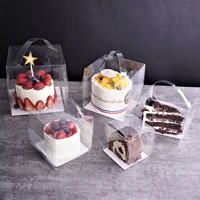 10pcs portable clear cake box handheld transparent baking pastry portable cake packaging box for birthday wedding