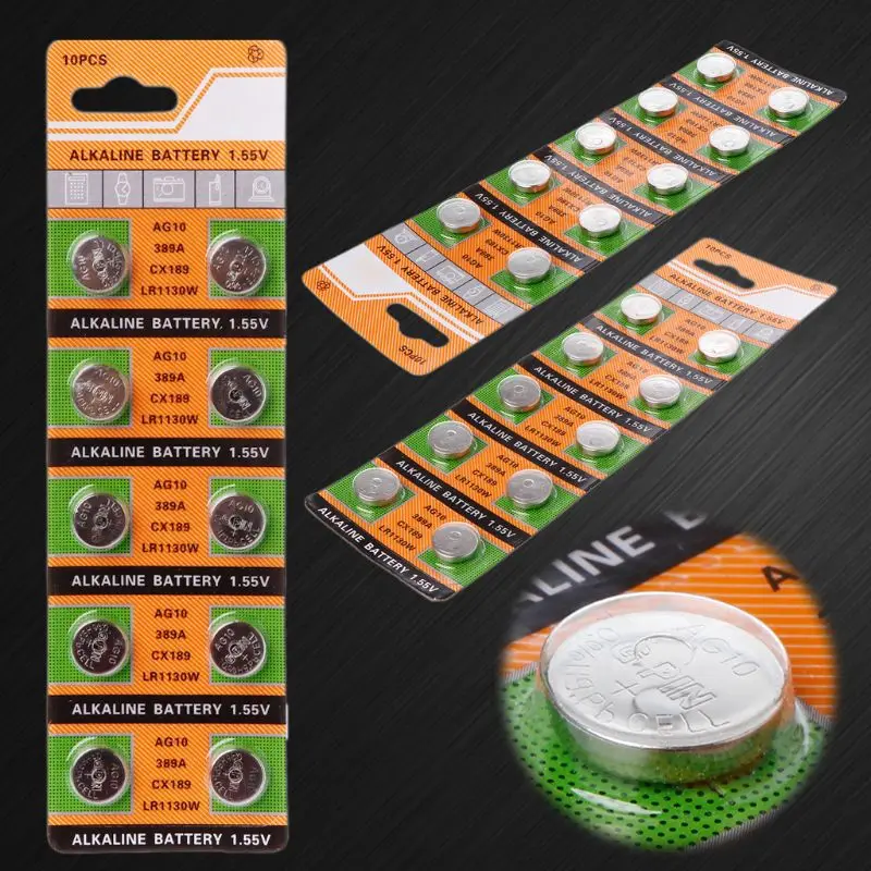 

2022 New 10PCS Button Coin Cell Battery AG10 1.5V Watch Batteries SR54 389 189 LR1130 SR1130 Toys Control Remote