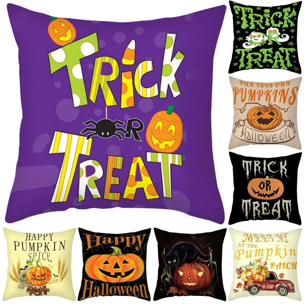 Наволочка с изображением тыквы на Хэллоуин дышащая Полиэстеровая персиковая