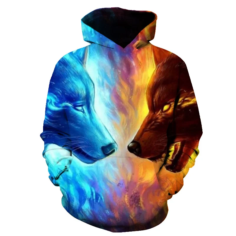 

3D Wolf Ferocious 3D Hoodie Domineering Color 3D Print For Boys Girl Kids Spring Autumn Clothing Street Fashion Child Funny Top