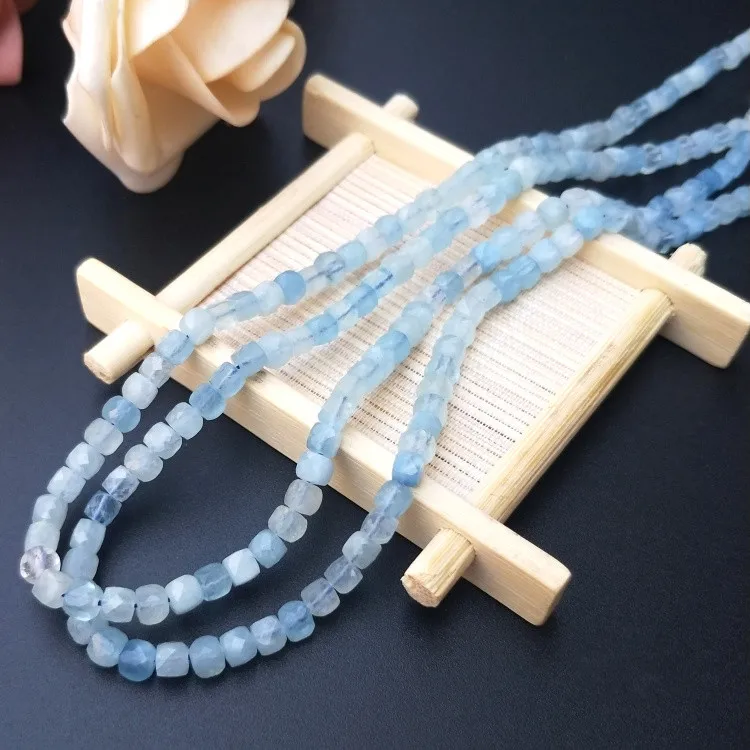 aquamarine Аквамарин/кристалл/солнечный камень/квадратный граненый 4 мм для DIY изготовления ювелирных изделий свободные бусины FPPJ бусины Природный камень - Цвет: aquamarine