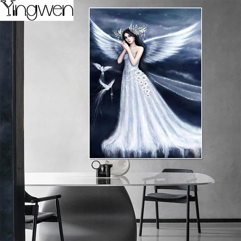 

Beautiful Angel Diamond Painting Elf In White Skirt Diamond Mosaic Cross Stitch Embroidery Girl Painting Rhinestone Home Decor