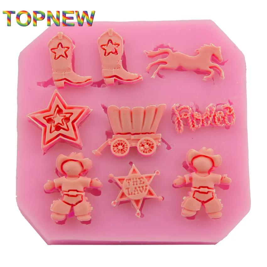 Пищевой силикон западный ковбой форма помадка торт украшения выпечки