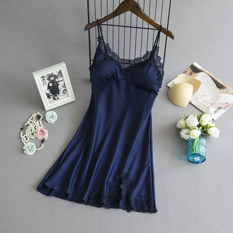 Сексуальная шелковистая Пижама ночная рубашка с V образным вырезом для женщин на