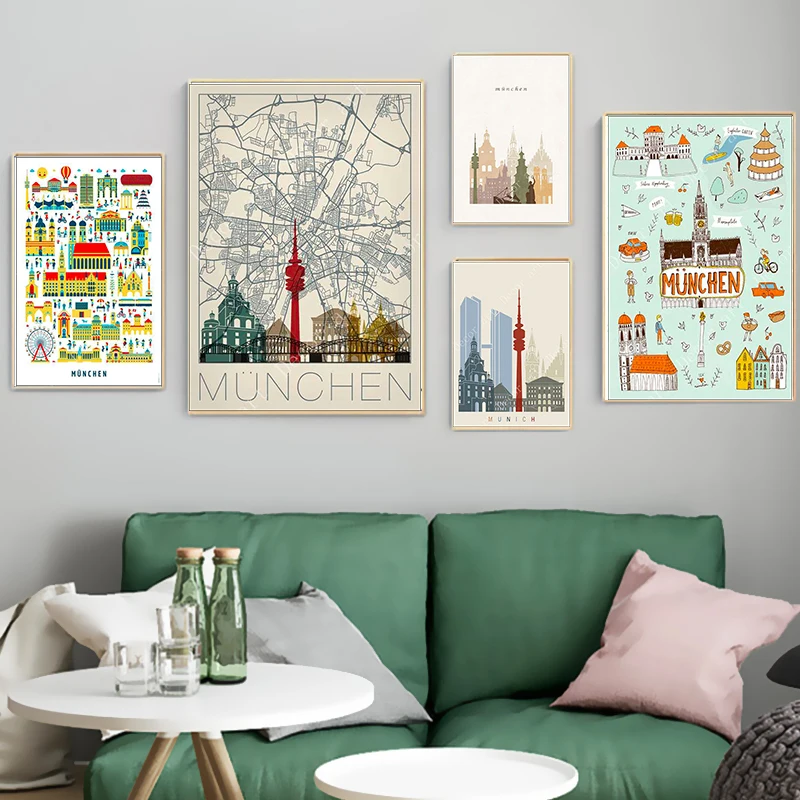 Бавария Германия путешествия холст картины Винтаж картина плакат из крафт