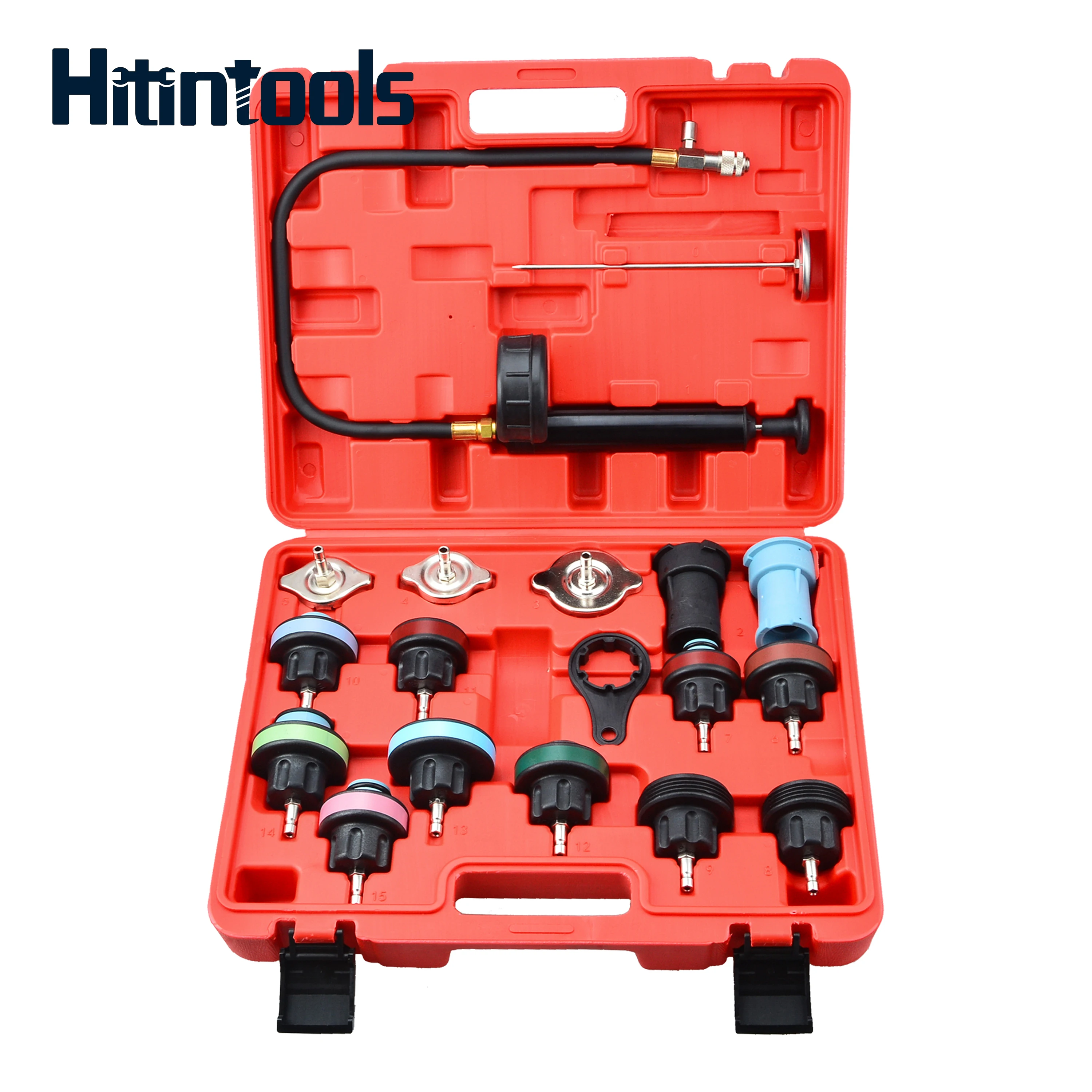 

18Pcs Radiator Pressure Tester Tool Kit Cooling System Testing Tool Vacuum Vehicle Universal For VW Audi BMW Ford Volvo