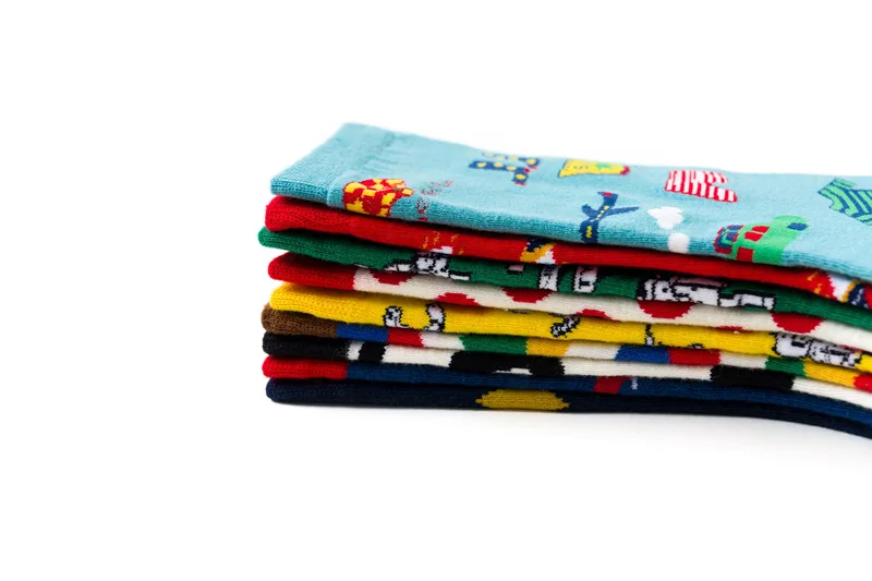 Мужские и женские носки хлопковые цветные забавные в полоску повседневные