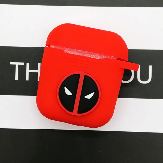 red Deadpool Популярный мультяшный беспроводной Чехол для наушников для Apple AirPods, силиконовый чехол для зарядки наушников s для Airpods 2, защитный чехол - Цвет: red Deadpool