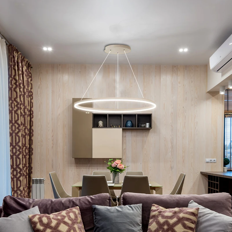 Современная светодиодный ная люстра круглая кольцевая лампа для ресторана