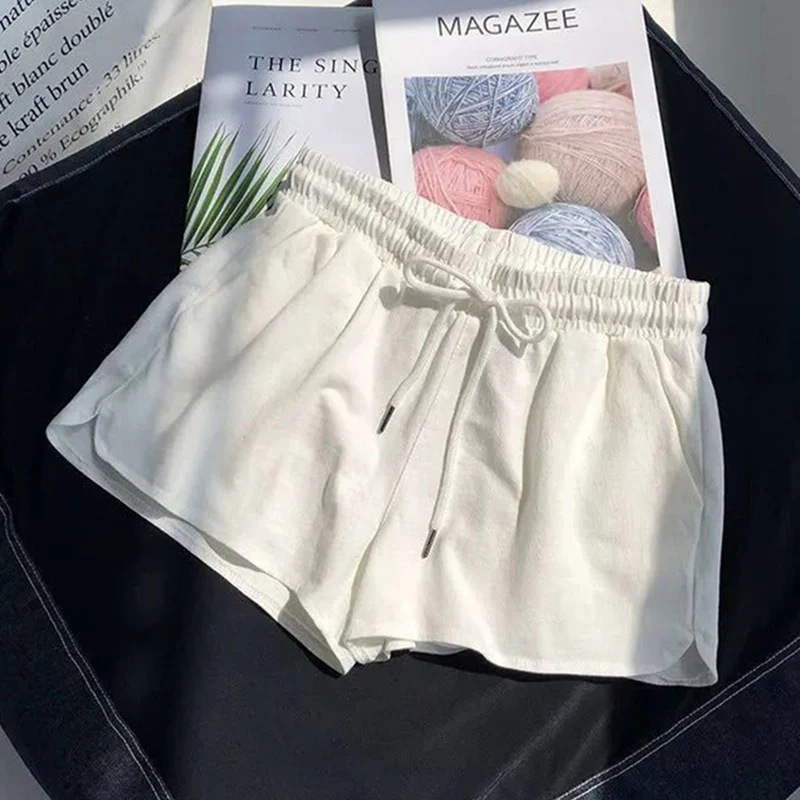 

5 Colors 2020 Summer Solid Color Women Shorts Casual Drawstring Multicolor Shorts High Waist Loose Women's Home Wear bottoms