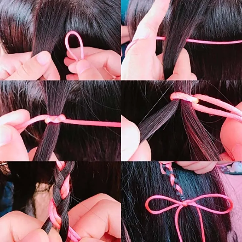 YYOUFU цветная плетеная веревка для волос аксессуары вязания длинная головы модных