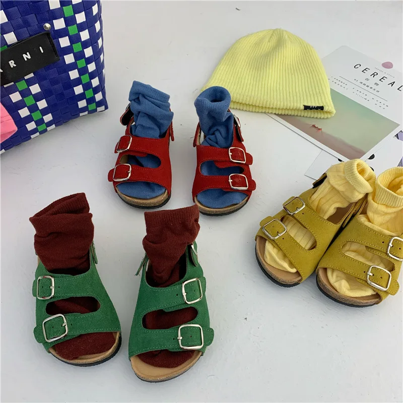Универсальные пробковые сандалии 4 цветов для маленьких мальчиков и девочек 2020