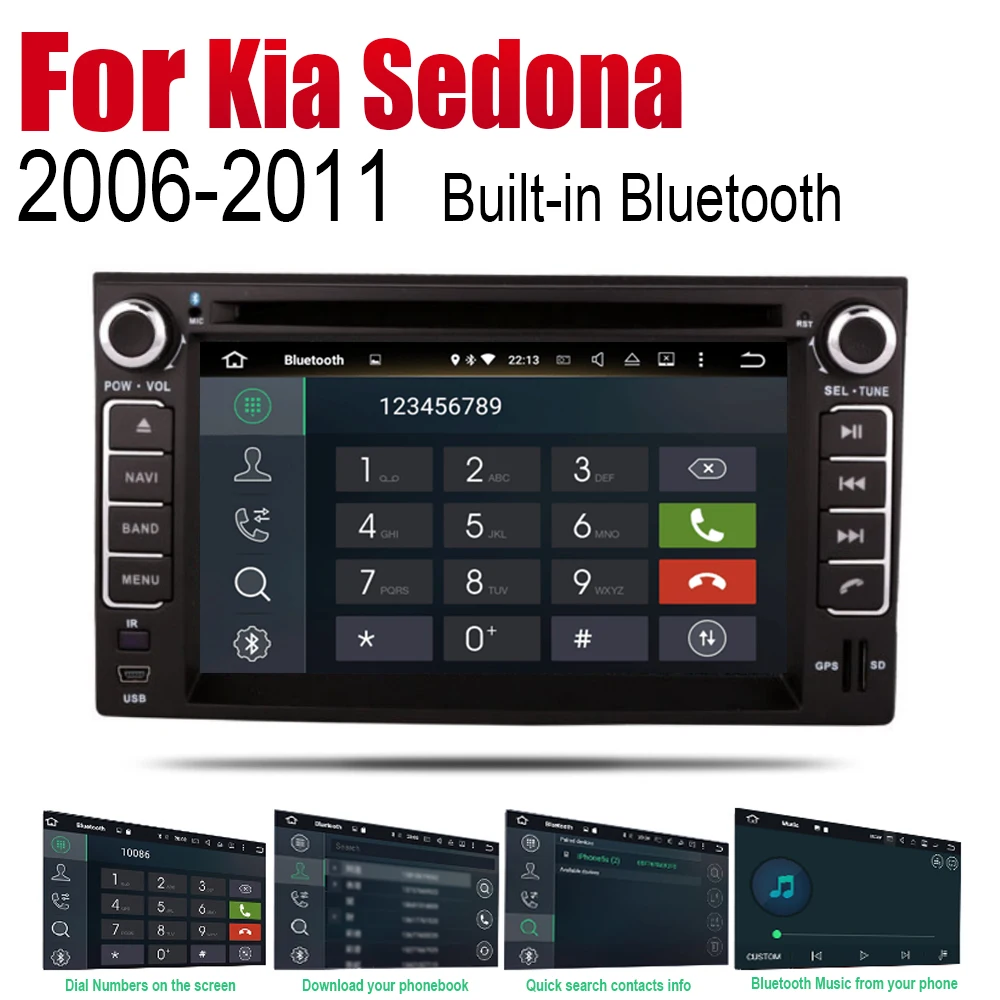 Автомагнитола 2 Din на Android для Kia Sedona Carnival VQ 2006 2007 2008 2011 мультимедийный
