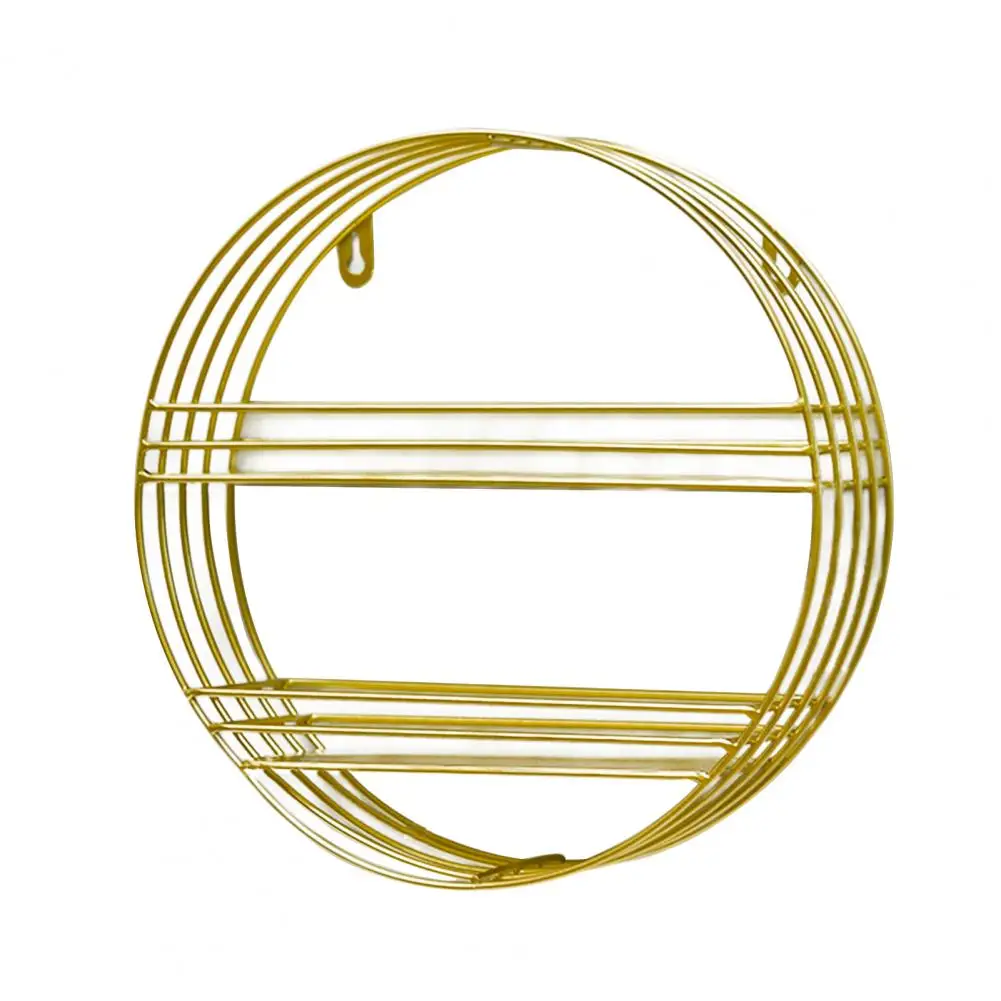 

Eco-friendly Storage Rack Round Multifunctional Wrought Iron Household Wall Shelf for Home
