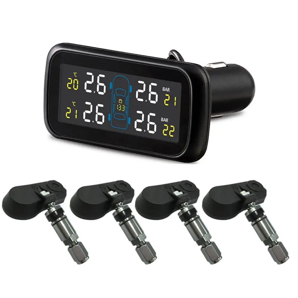 

Universal Multifunction Car TPMS Tire Pressure Monitoring System LCD Display Car Cigarette Lighter Auto Security Alarm Systems