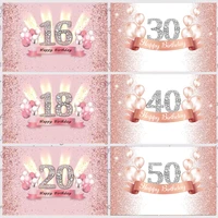 pink sweet happy birthday party backdrop 30th 40 50 18 rose gold lady balloon adults custom photography background photo studio